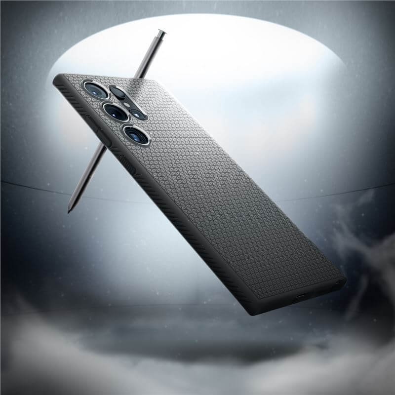 Противоударен Силиконов Калъф за Samsung S24 Ultra, Spigen Liquid Air Case, Сив (8)