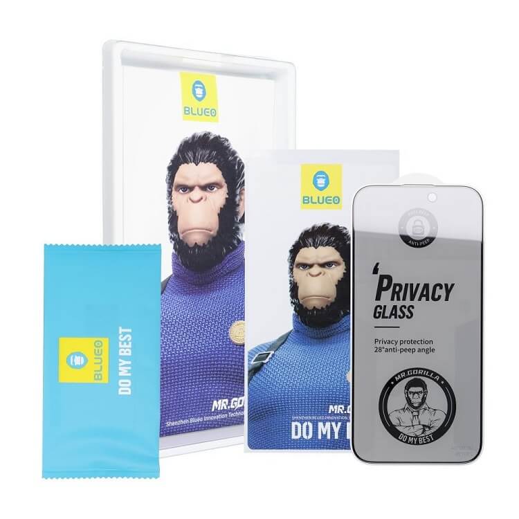 Затъмняващ Стъклен Протектор за Samsung S24, Blueo Privacy 5D Glass, Черен (3)