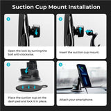 Безжично Зарядно за Кола с Magsafe, Pitaka MagEZ Car Mount Pro Suction Cup 15W, Черен (6)