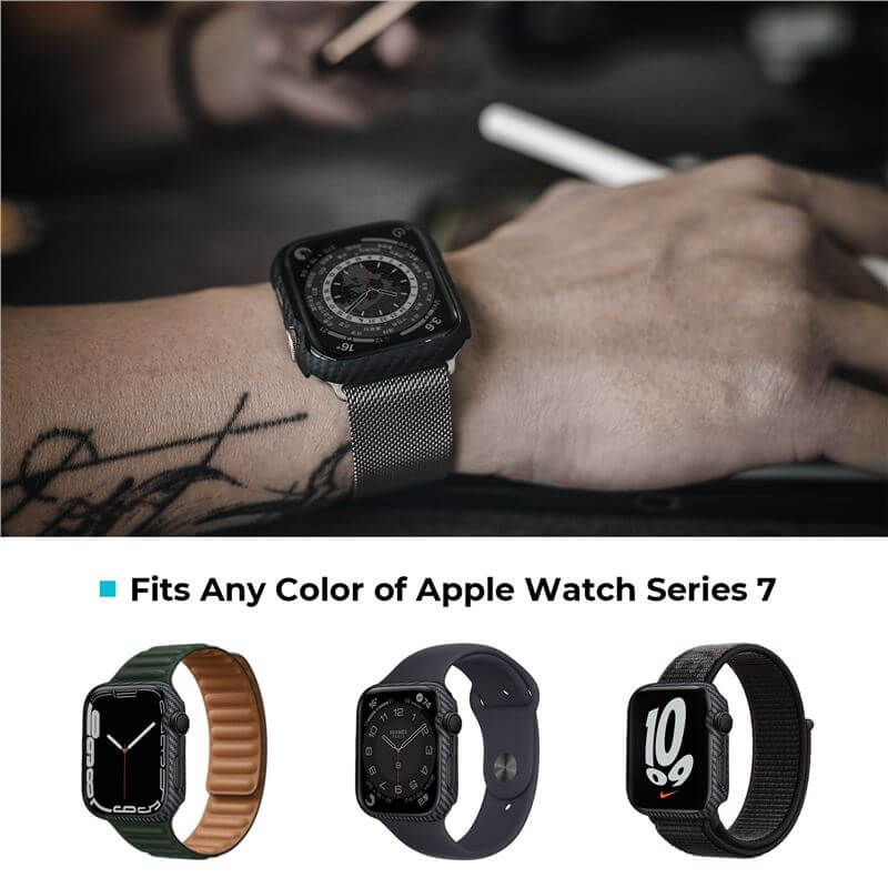Карбонов Калъф за Apple Watch 45mm, Pitaka Air Case, Черен (5)