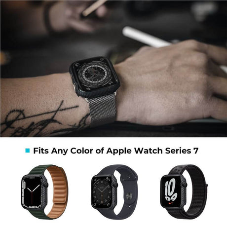 Карбонов Калъф за Apple Watch 45mm, Pitaka Air Case, Черен (5)