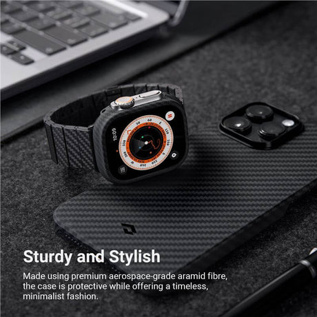 Карбонов Калъф за Apple Watch Ultra 49mm, Pitaka Air Case, Черен (7)