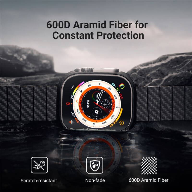 Карбонов Калъф за Apple Watch Ultra 49mm, Pitaka Air Case, Черен (8)