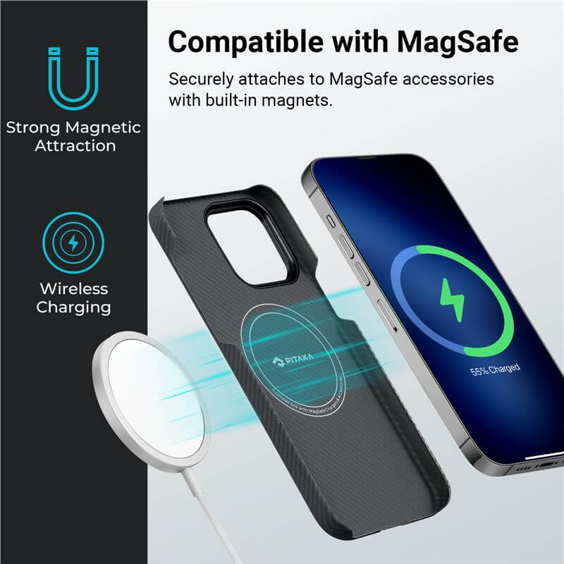 Magsafe Тънък Калъф за iPhone 14 Pro Max, Pitaka MagEZ 3 Overture Case, Черен (3)