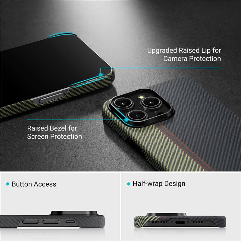 Magsafe Тънък Калъф за iPhone 14 Pro Max, Pitaka MagEZ 3 Overture Case, Черен (7)