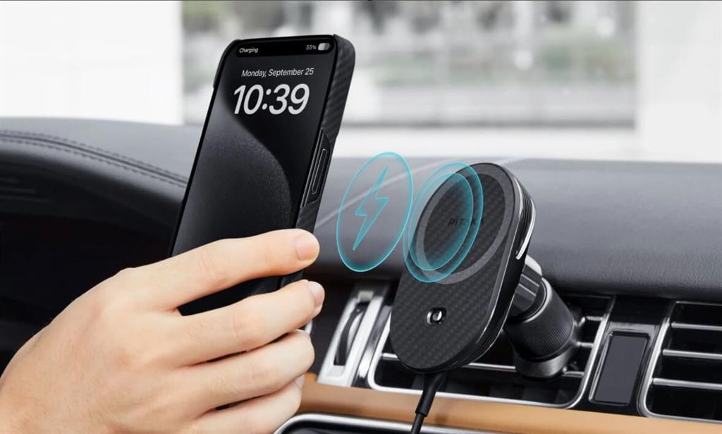 Безжично Зарядно за Кола с Magsafe, Pitaka MagEZ Car Mount Pro 2 15W, Черен (2)