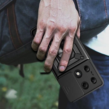 Калъф с Предпазител за Камера и Стойка за Xiaomi Poco M6 Pro, Tech-Protect Kickstand Pro Case, Черен (7)