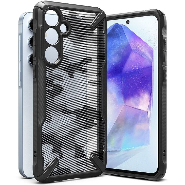 Противоударен Хибриден Калъф за Samsung A35, Ringke Fusion X Camouflage Case, Черен