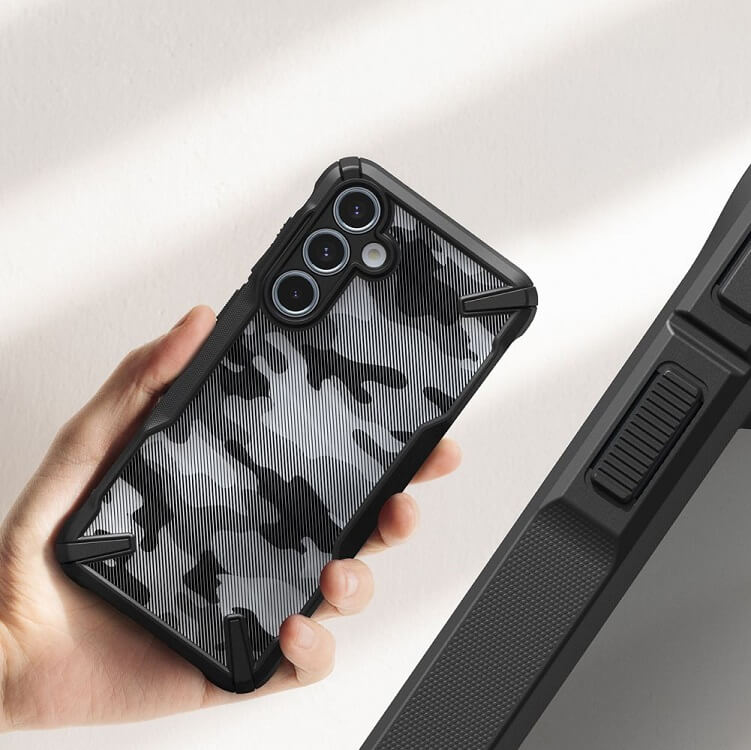 Противоударен Хибриден Калъф за Samsung A35, Ringke Fusion X Camouflage Case, Черен (6)