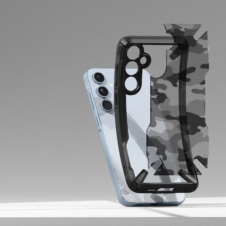 Противоударен Хибриден Калъф за Samsung A55, Ringke Fusion X Camouflage Case, Черен (5)
