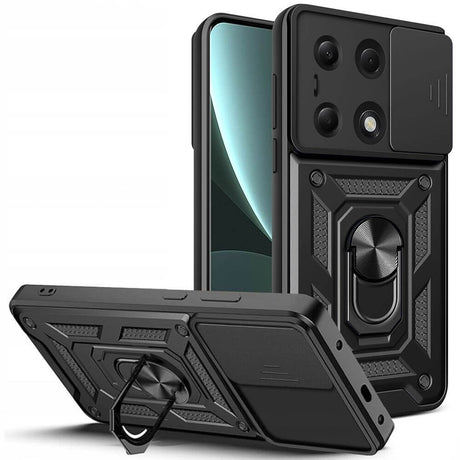 Калъф с Предпазител за Камера и Стойка за Xiaomi Redmi Note 13 4G, Tech-Protect Kickstand Pro Case, Черен