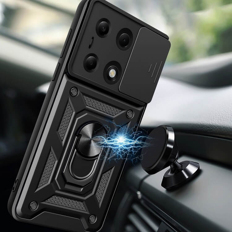 Калъф с Предпазител за Камера и Стойка за Xiaomi Redmi Note 13 4G, Tech-Protect Kickstand Pro Case, Черен (4)