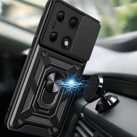 Калъф с Предпазител за Камера и Стойка за Xiaomi Redmi Note 13 4G, Tech-Protect Kickstand Pro Case, Черен (4)