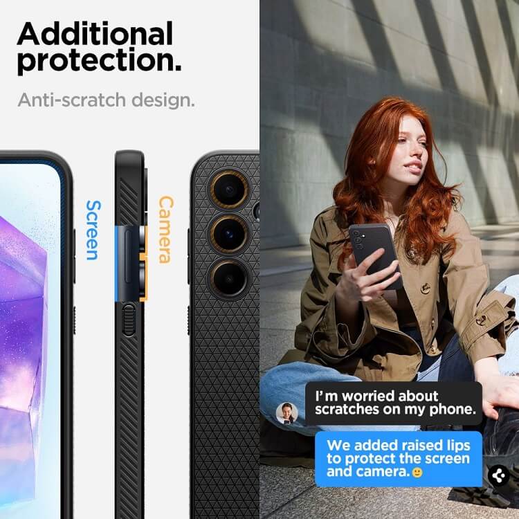 Противоударен Силиконов Калъф за Samsung A35, Spigen Liquid Air Case, Черен (11)