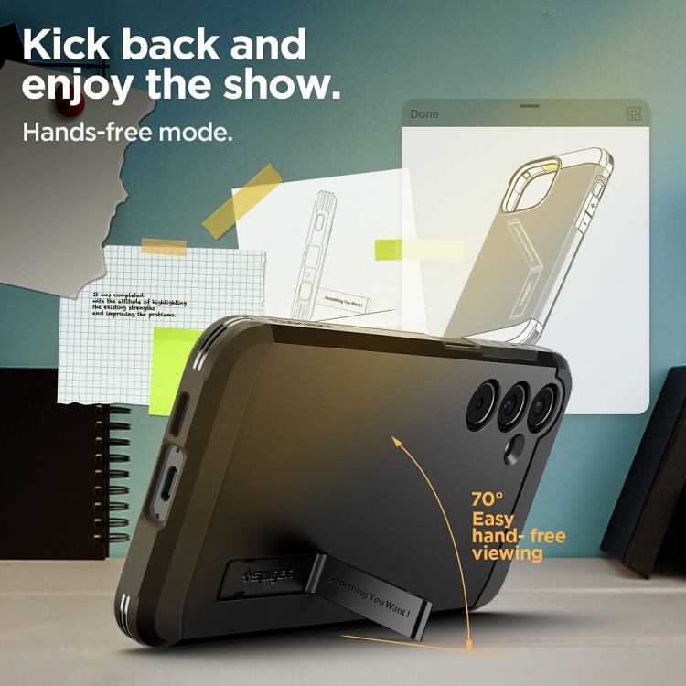 Противоударен Хибриден Калъф за Samsung A35, Spigen Tough Armor Case, Черен (9)