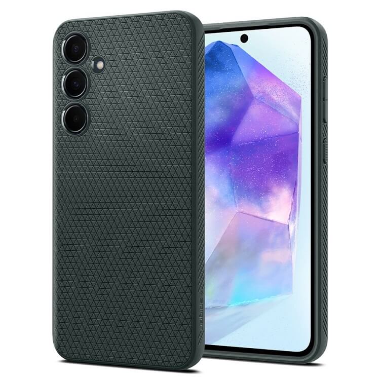 Противоударен Силиконов Калъф за Samsung A35, Spigen Liquid Air Case, Зелен