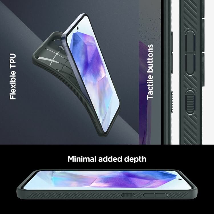 Противоударен Силиконов Калъф за Samsung A55, Spigen Liquid Air Case, Зелен (11)