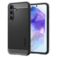 Противоударен Силиконов Калъф за Samsung A55, Spigen Rugged Armor Case, Черен