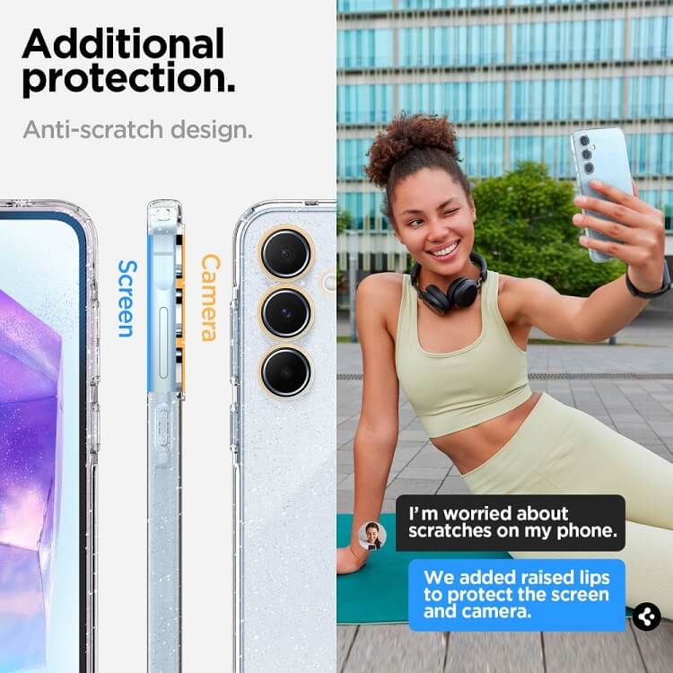 Блестящ Калъф за Samsung A55, Spigen Liquid Crystal Glitter Quartz Case, Прозрачен (9)