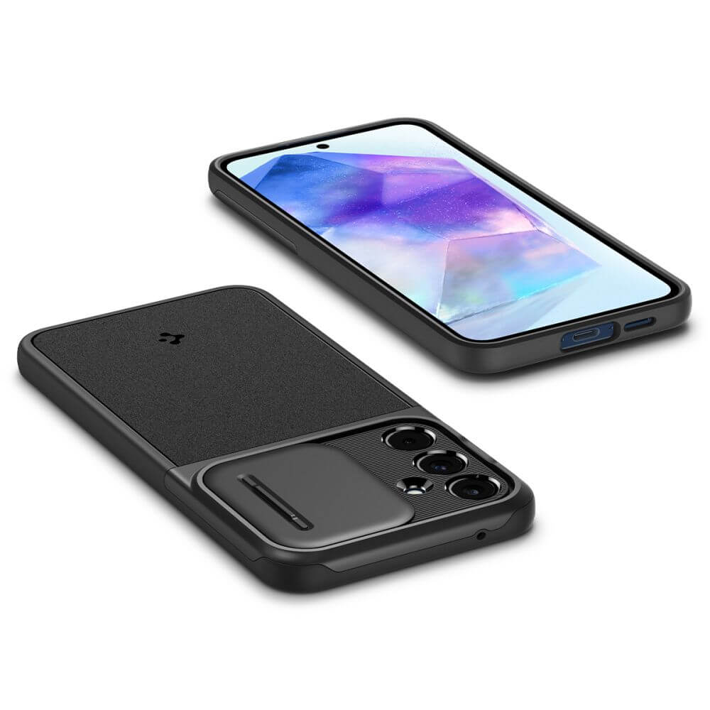 Калъф с Камерен Предпазител за Samsung A55, Spigen Optik Armor Case, Черен (8)