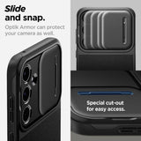 Калъф с Камерен Предпазител за Samsung A55, Spigen Optik Armor Case, Черен (10)
