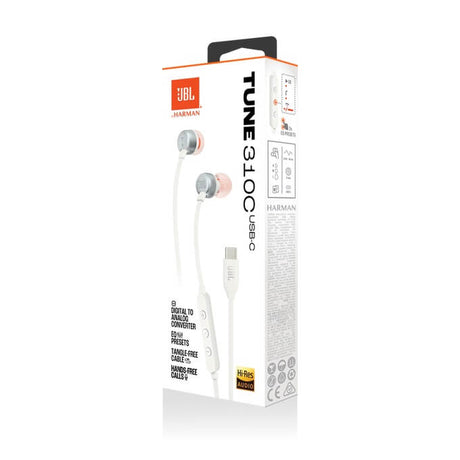 Слушалки с USB-C, JBL Tune 310C DAC Handsfree JBLT310CWHT, Бял (9)
