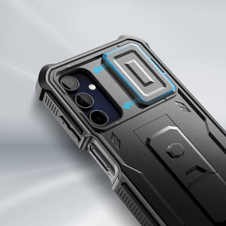 Противоударен Калъф с Плъзгач за Камера за Samsung A35, Tech-Protect Kevlar Cam Plus Case, Черен (2)