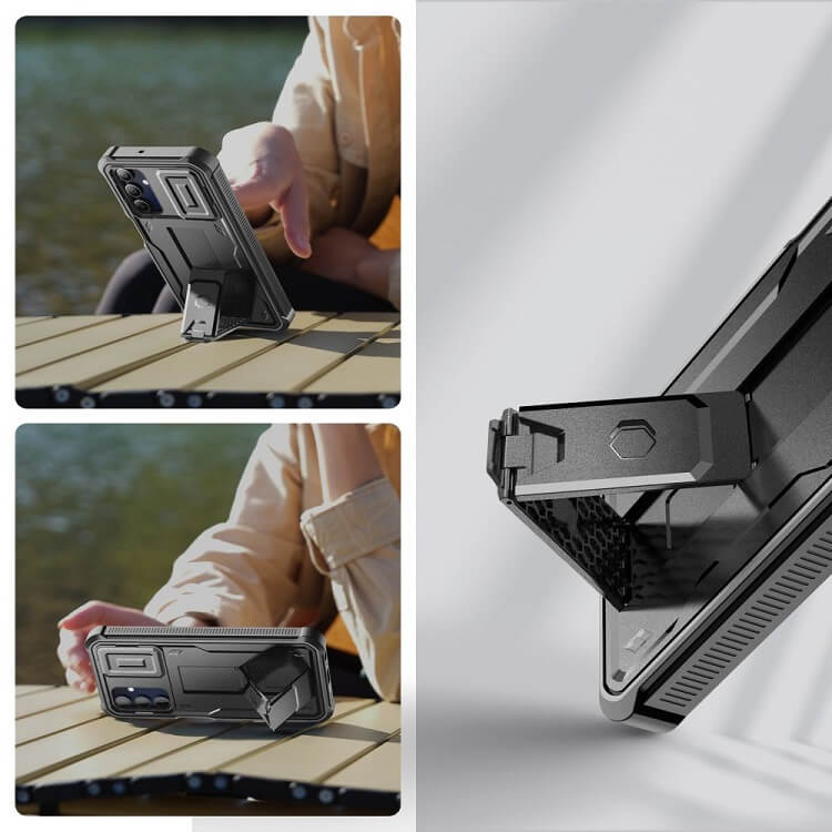 Противоударен Калъф с Плъзгач за Камера за Samsung A15, Tech-Protect Kevlar Cam Plus Case, Черен (4)