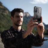 Противоударен Калъф с Плъзгач за Камера за Samsung A15, Tech-Protect Kevlar Cam Plus Case, Черен (6)
