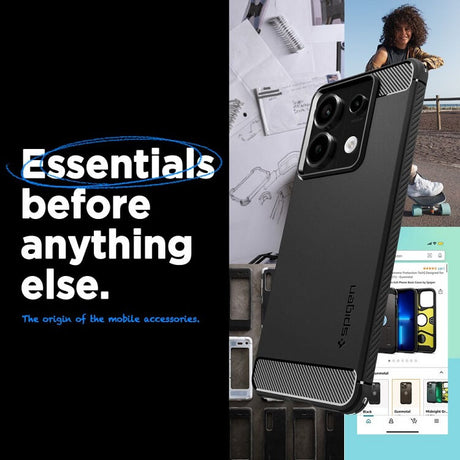 Противоударен Калъф за Xiaomi Redmi Note 13 Pro 5G, Spigen Rugged Armor Case, Черен (9)