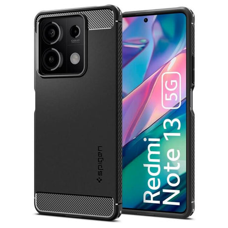 Противоударен Калъф за Xiaomi Redmi Note 13 5G, Spigen Rugged Armor Case, Черен