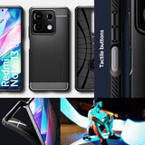 Противоударен Калъф за Xiaomi Redmi Note 13 5G, Spigen Rugged Armor Case, Черен (9)