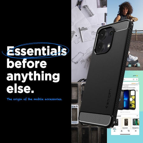 Противоударен Калъф за Xiaomi Redmi Note 13 4G, Spigen Rugged Armor Case, Черен (8)