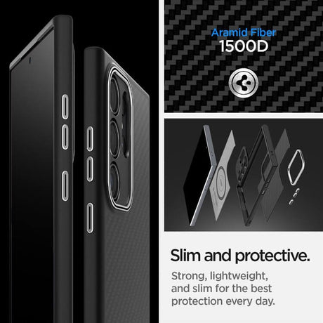 Тънък Калъф за Samsung S24 Ultra, Spigen Enzo Aramid Case, Черен (9)