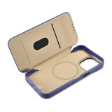 Magsafe Калъф от Естествена Кожа за iPhone 14 Pro Max, iCarer CE Wax Book Leather Case, Лилав (5)