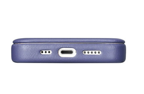 Magsafe Калъф от Естествена Кожа за iPhone 14 Pro Max, iCarer CE Wax Book Leather Case, Лилав (4)