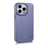 Magsafe Калъф от Естествена Кожа за iPhone 14 Pro Max, iCarer CE Wax Book Leather Case, Лилав (3)
