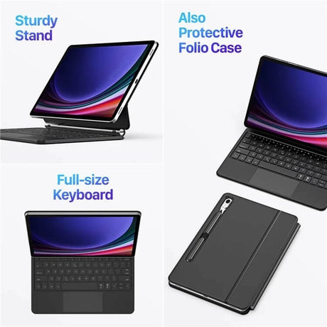 Калъф с Клавиатура и Тъчпад за Samsung Tab S10 Lite/ S10 FE/ S9 FE/ S9, Dux Ducis Magnetic Keyboard Case, Черен (5)