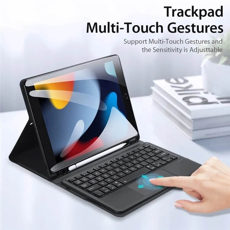 Калъф с Клавиатура за iPad 9/ 8/ 7 10.2, Dux Ducis Touchpad Keyboard Case, Черен (7)