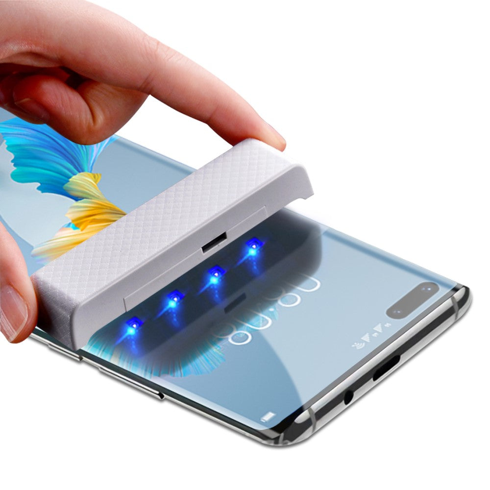 Стъклен Протектор с UV лепило за Huawei Mate 20 Pro, Amorus UV 5D Glass, Прозрачен (3)