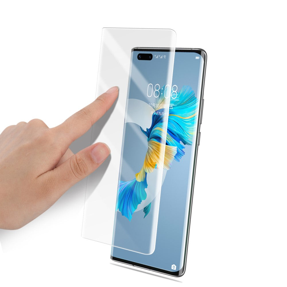 Стъклен Протектор с UV лепило за Huawei Mate 20 Pro, Amorus UV 5D Glass, Прозрачен (4)