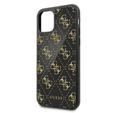 Луксозен Кожен Калъф за iPhone 11 Pro, Guess 4G Gliter Case, Черен (5)