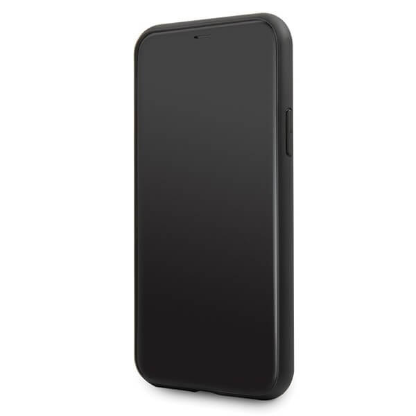 Луксозен Кожен Калъф за iPhone 11 Pro, Guess 4G Gliter Case, Черен (4)