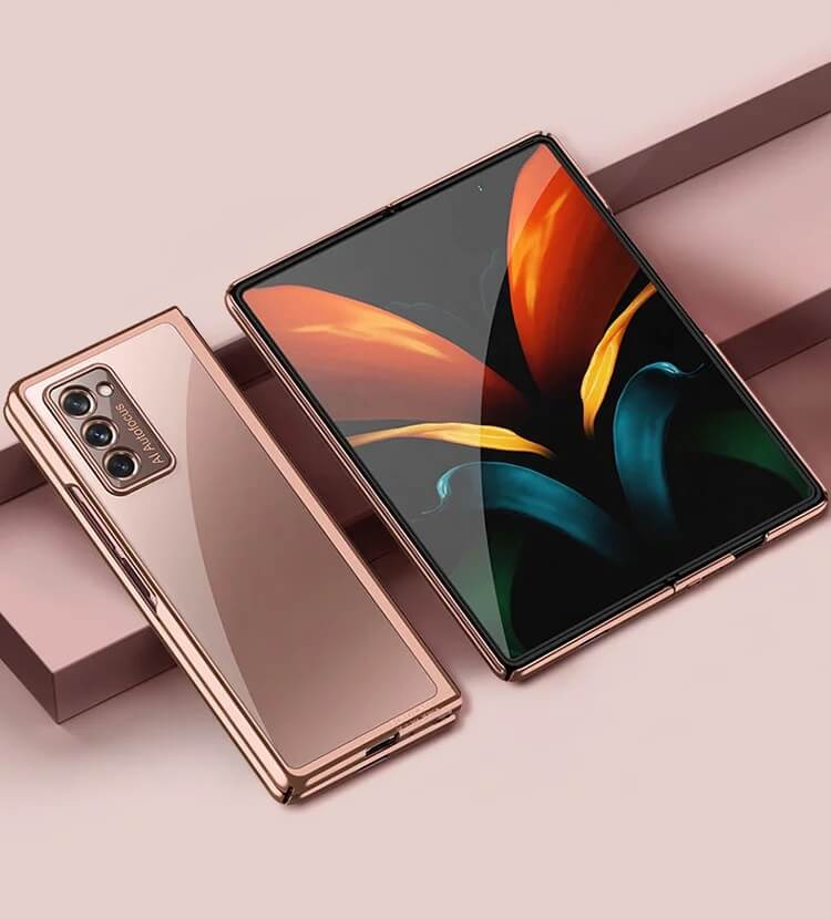 Поликарбонатен Калъф за Samsung Galaxy Z Fold 2, Electroplating Frame Case, Златист (4)