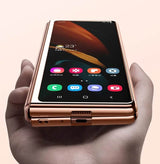 Поликарбонатен Калъф за Samsung Galaxy Z Fold 2, Electroplating Frame Case, Златист (3)