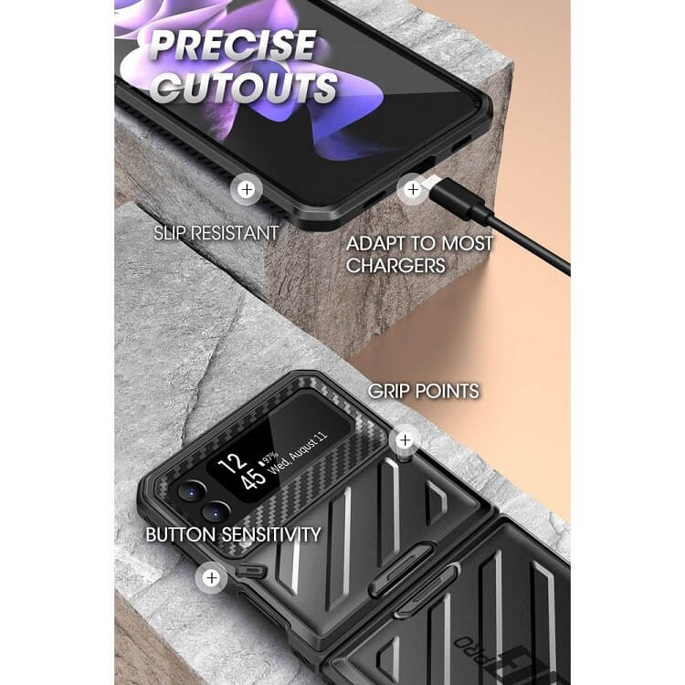 Противоударен Калъф за Samsung Z Flip 4, Supcase Unicorn Beetle Pro, Черен (5)