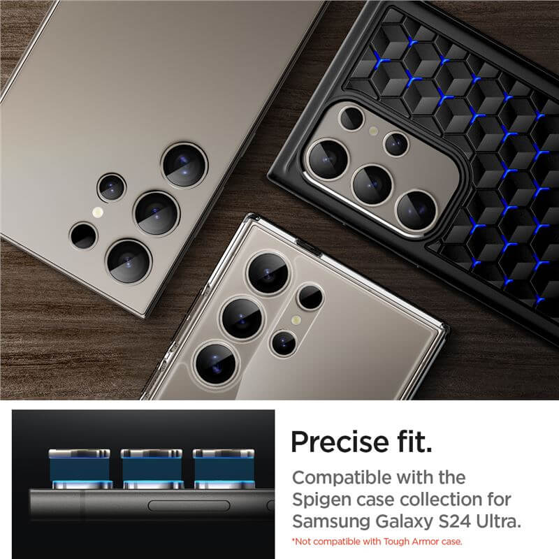 Протектор за Камерата на Samsung S24 Ultra, Spigen EZ Fit Optik Pro Glass tR 2бр., Сив (10)