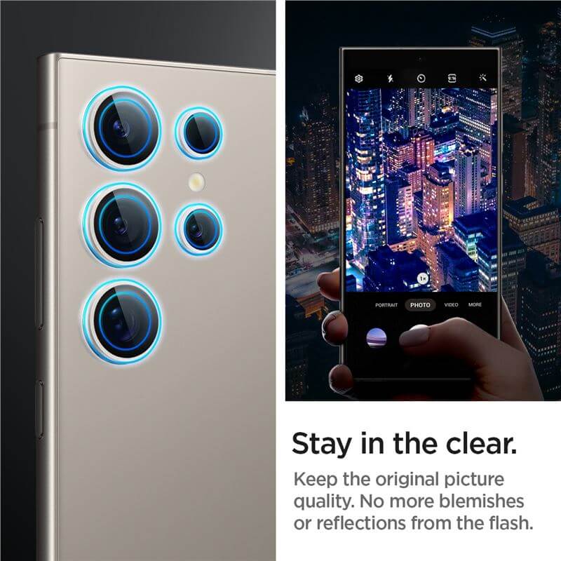 Протектор за Камерата на Samsung S24 Ultra, Spigen EZ Fit Optik Pro Glass tR 2бр., Сив (9)