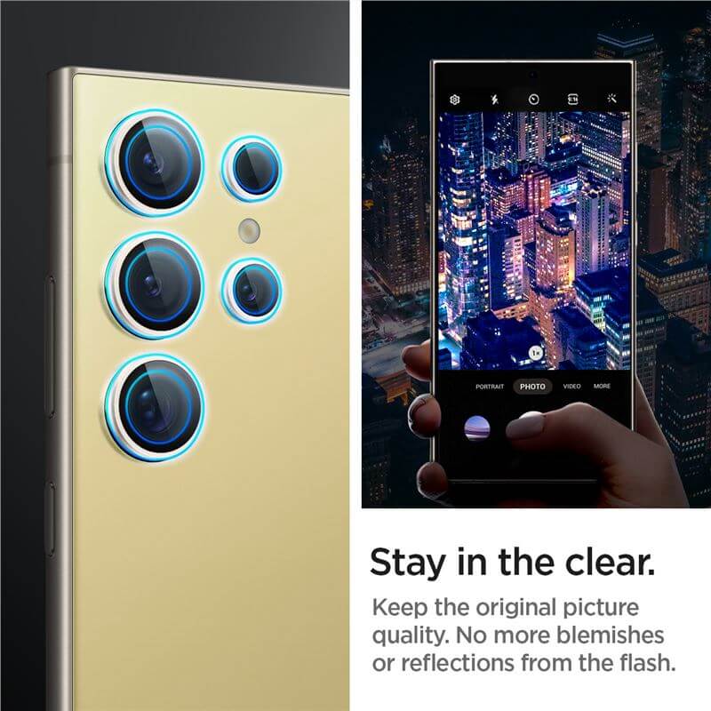Протектор за Камерата на Samsung S24 Ultra, Spigen EZ Fit Optik Pro Glass tR 2бр., Жълт (7)