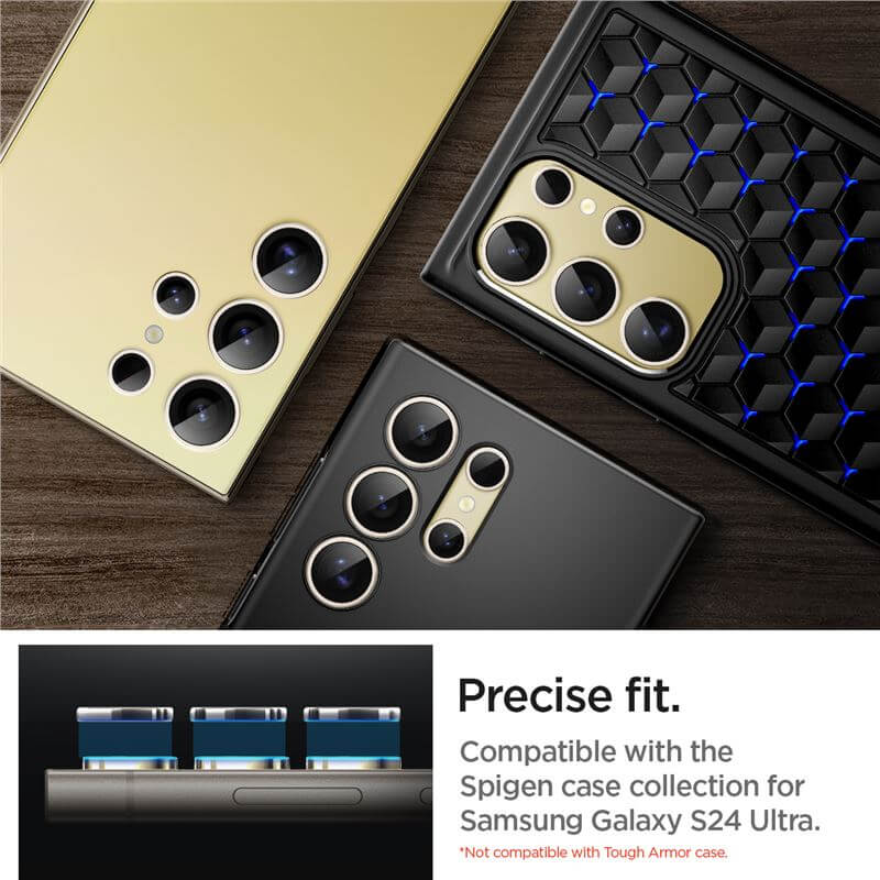 Протектор за Камерата на Samsung S24 Ultra, Spigen EZ Fit Optik Pro Glass tR 2бр., Жълт (9)